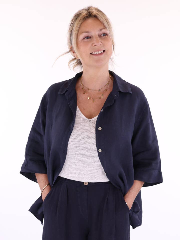 Linnen Swing Shacket voor wholesale door Cadenza Italy Ltd