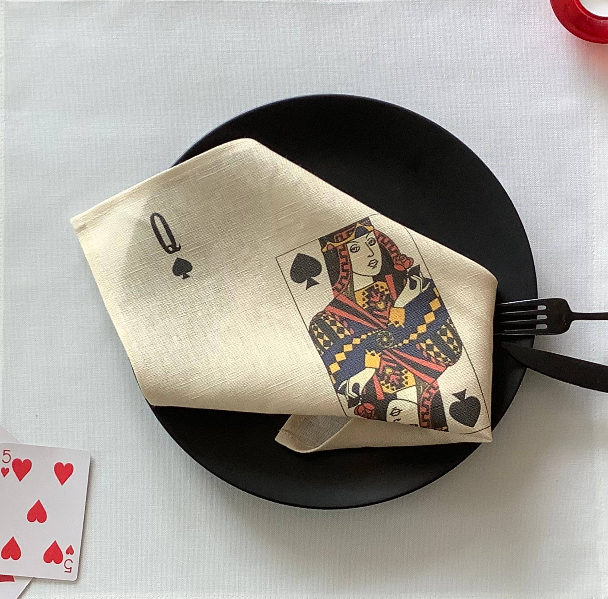 Suisse Maison de Lin - Wholesale Dinner & Cloth Napkin - Playing Cards Natural Linen Napkins (Set of 6)2