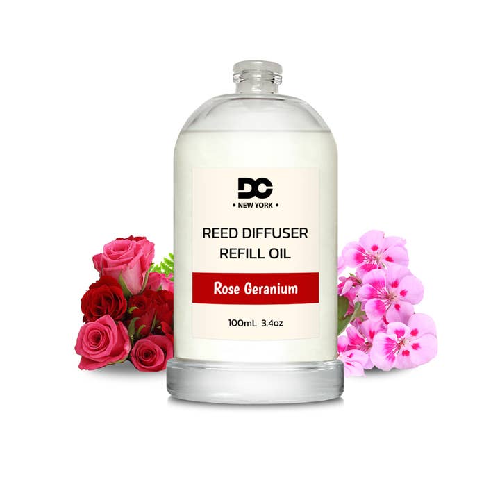 Recharge d'huile pour diffuseur de rose géranium 100 ml pour la vente par Daniella’s Candles