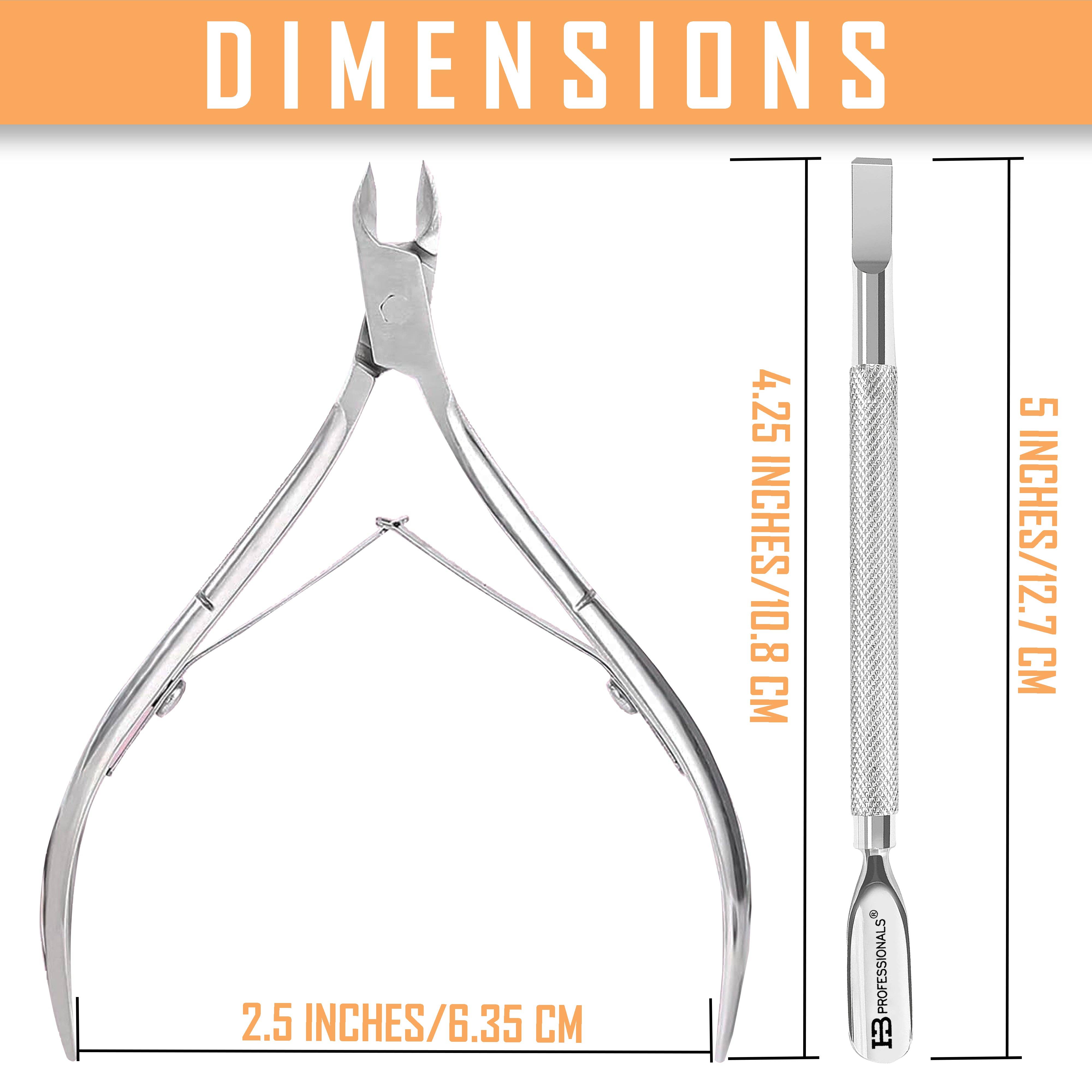HB Professionals® – wholesale Cuticle cutter – Cuticle Tool Set - Cuticle Nipper & Cuticle Pusher - Premium Stainless Steel - 2 PCS Set (Silver)1