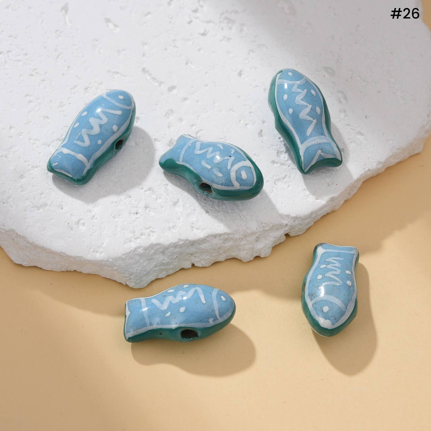 Beads Creation – wholesale Pärlor – Handmålade djurkeramikpärlor med stort hål Smycken ORG3045