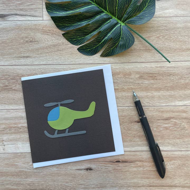 Tarjeta artística con forma de helicóptero, interior en blanco, ideal para cualquier ocasión para venta al por mayor de Mally Designs