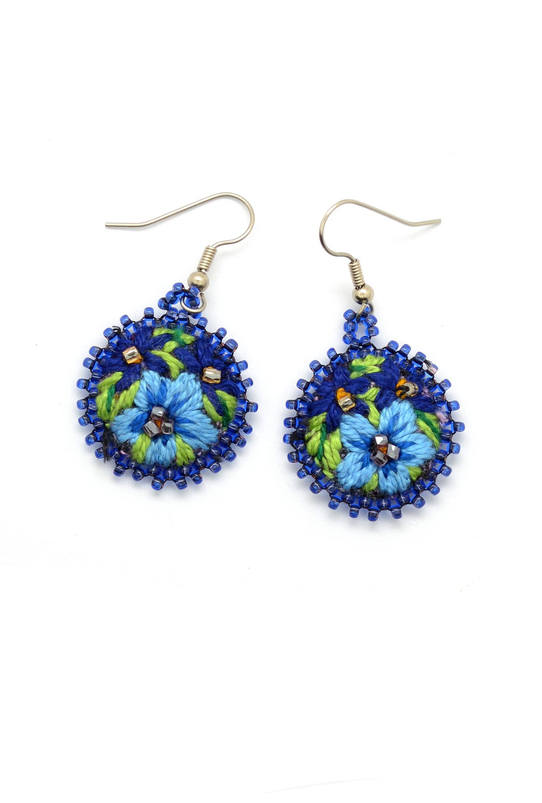 Dunitz & Company - Wholesale Dangle Earrings - Embroidered & Beaded Flower Earrings - Fair Trade Verified5