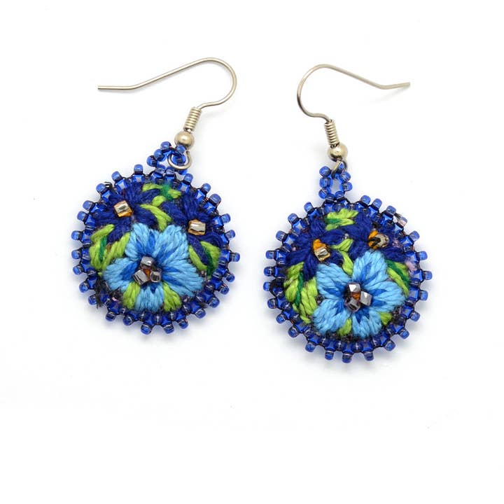 Dunitz & Company - Wholesale Dangle Earrings - Embroidered & Beaded Flower Earrings - Fair Trade Verified5