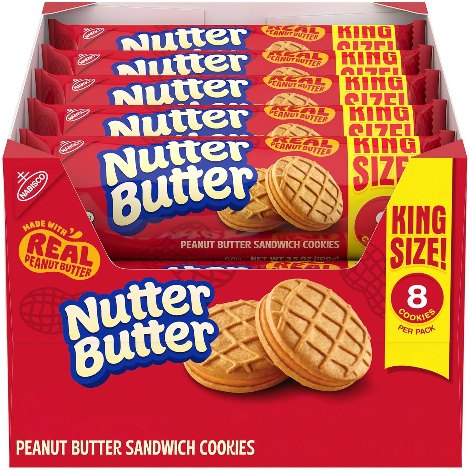 Snacky Candy – wholesale Kakor – Nutter Butter Jordnötssmörkakor King Size 3,5 oz 10-pack7