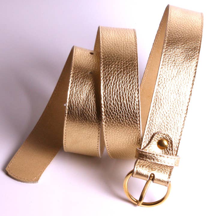 SARL FELINEA - Wholesale Belt - Women's - Women's fashion belt, gold leather, width 4 cm, made in France.1