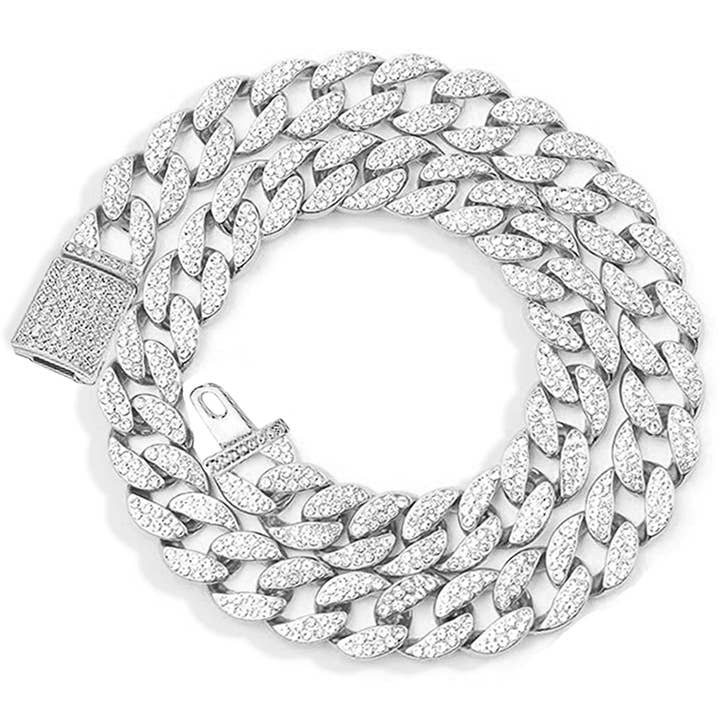 Miami Cuban Link Necklace with Box Clasp (15mm, Silver) for wholesale by EMESLY