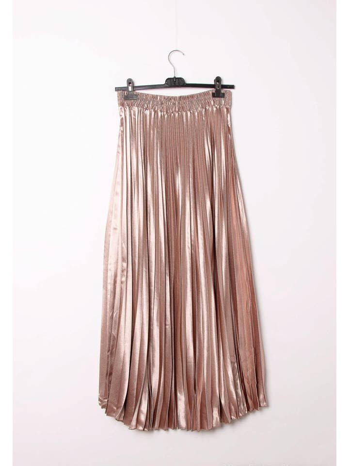 LUSA MODE - Wholesale Skirt - Women's - Long Pleated Solid Skirt Satin Fabric 3014 - Lusa Fashion2