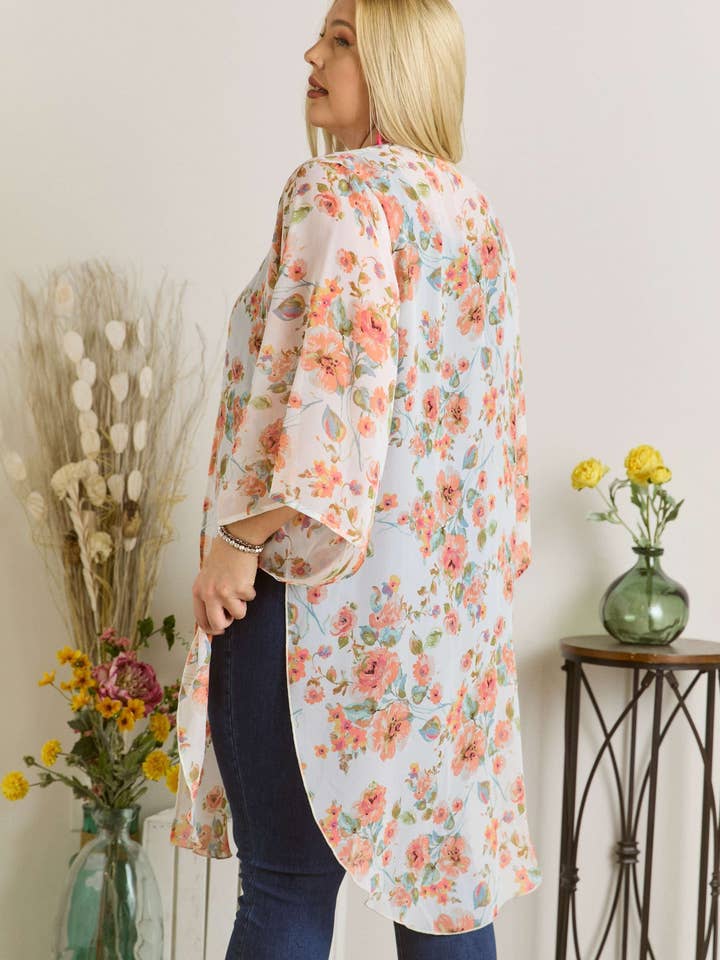 IVORY LYJ11293A9X- PLUS SIZE FLORAL KIMONO CARDIGAN for wholesale on Faire5