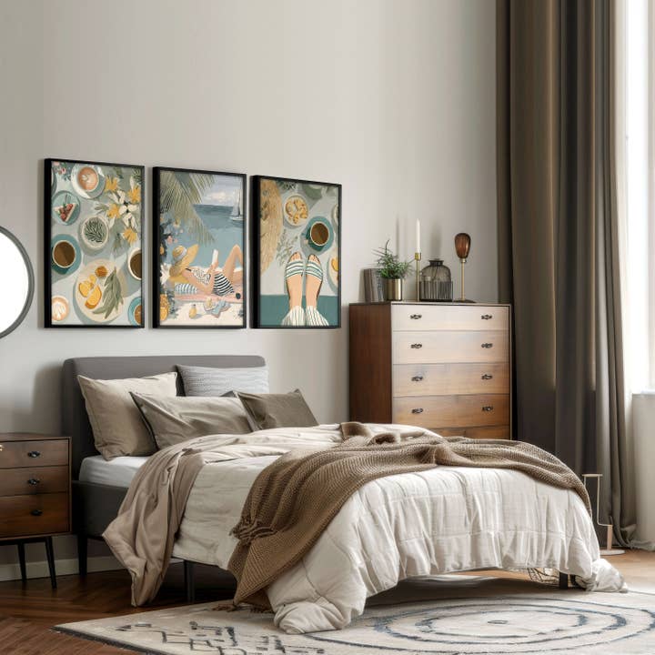 Impression d'art avec cadre | Ensemble de 3 impressions murales sur le style de vie italien pour la vente par About Wall Art