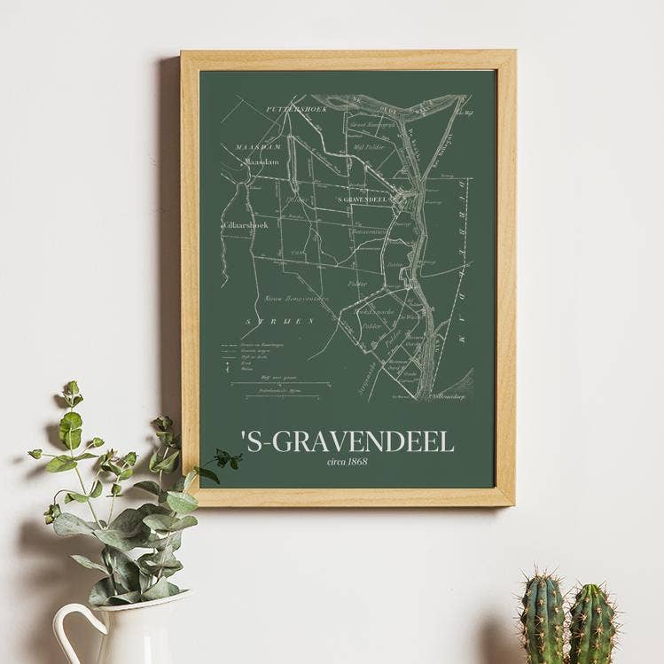 Vintage Stadskaart – wholesale Karta – 's-Gravendel i vintagestil1