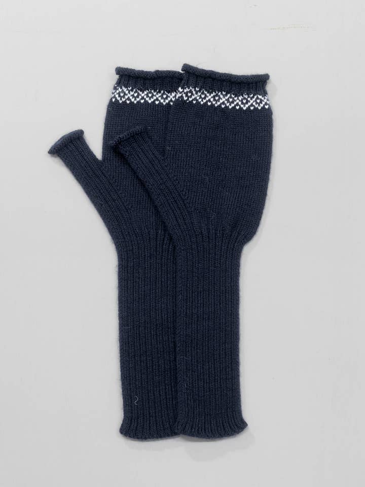 The Nora Mittens in Navy and White for wholesale by OUBAS
