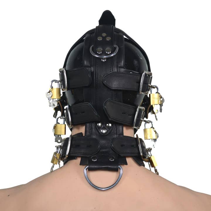 Meninleather - Wholesale Costume - Unisex - Leather Gear Face Hood Fetish Bondage Muzzle Gag Dildo Rings Locking Buckles