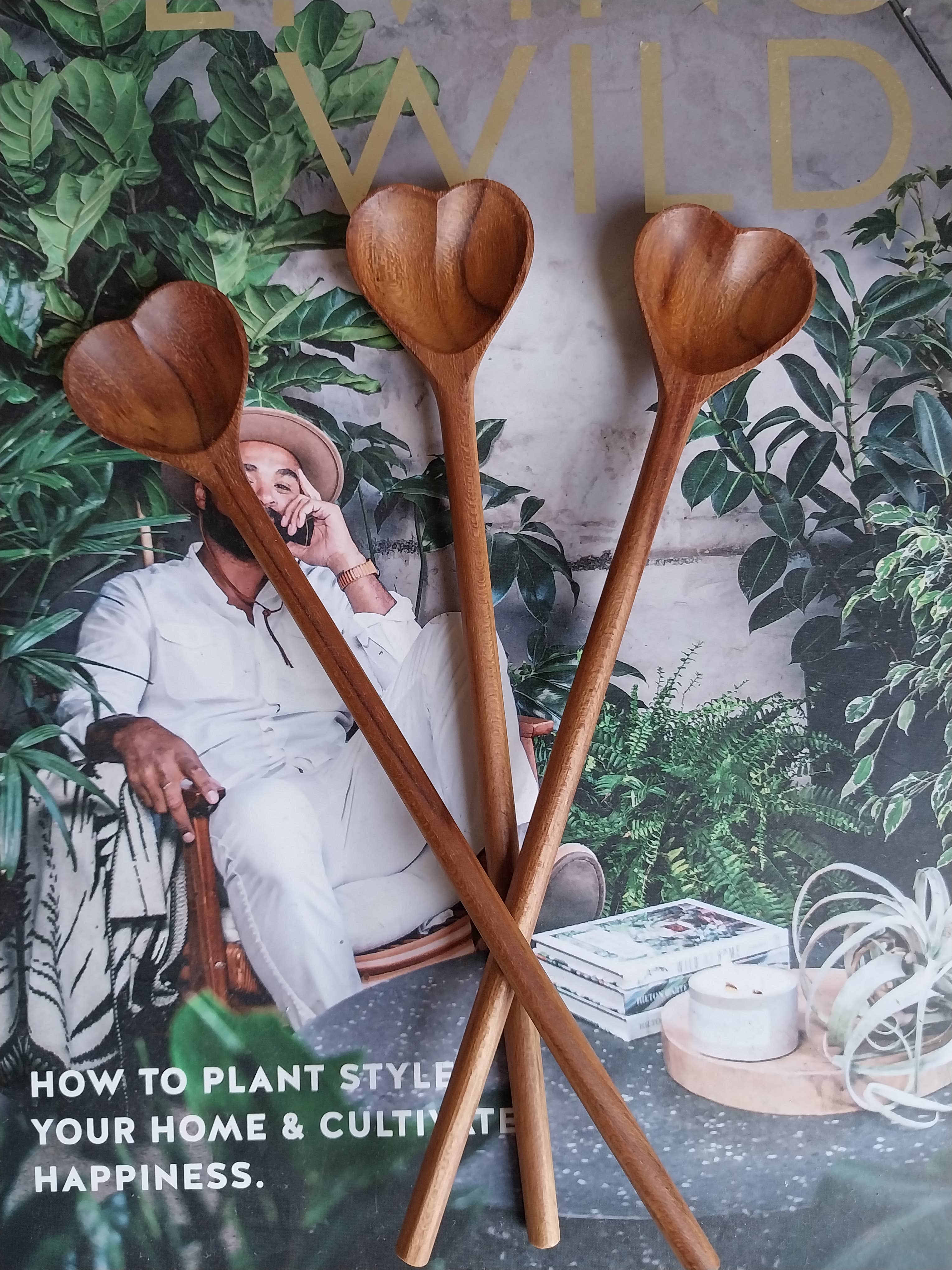 The Artisan and Company - Wholesale Serving Utensil - Mini Teak Wood Heart Spoon2