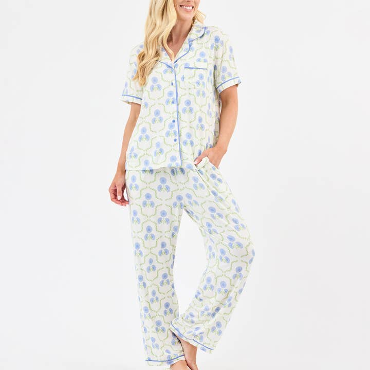Pant Set Charlotte Sweetbriar Lattice Blu for wholesale by Mary Square