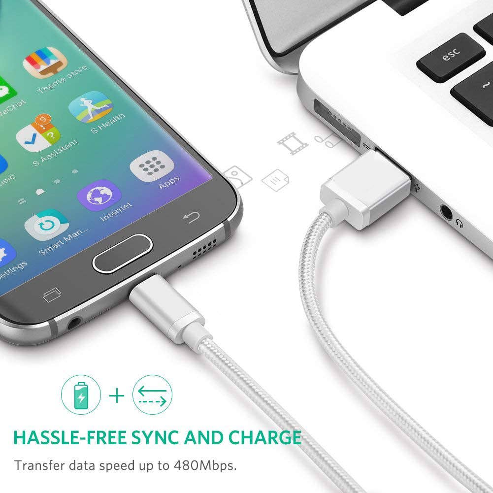 DGN Gadgets - Vente Câble de charge - Câble Micro USB tressé en nylon, charge rapide, 3 et 10 pieds (0,91 m et 3 m) pour Android6