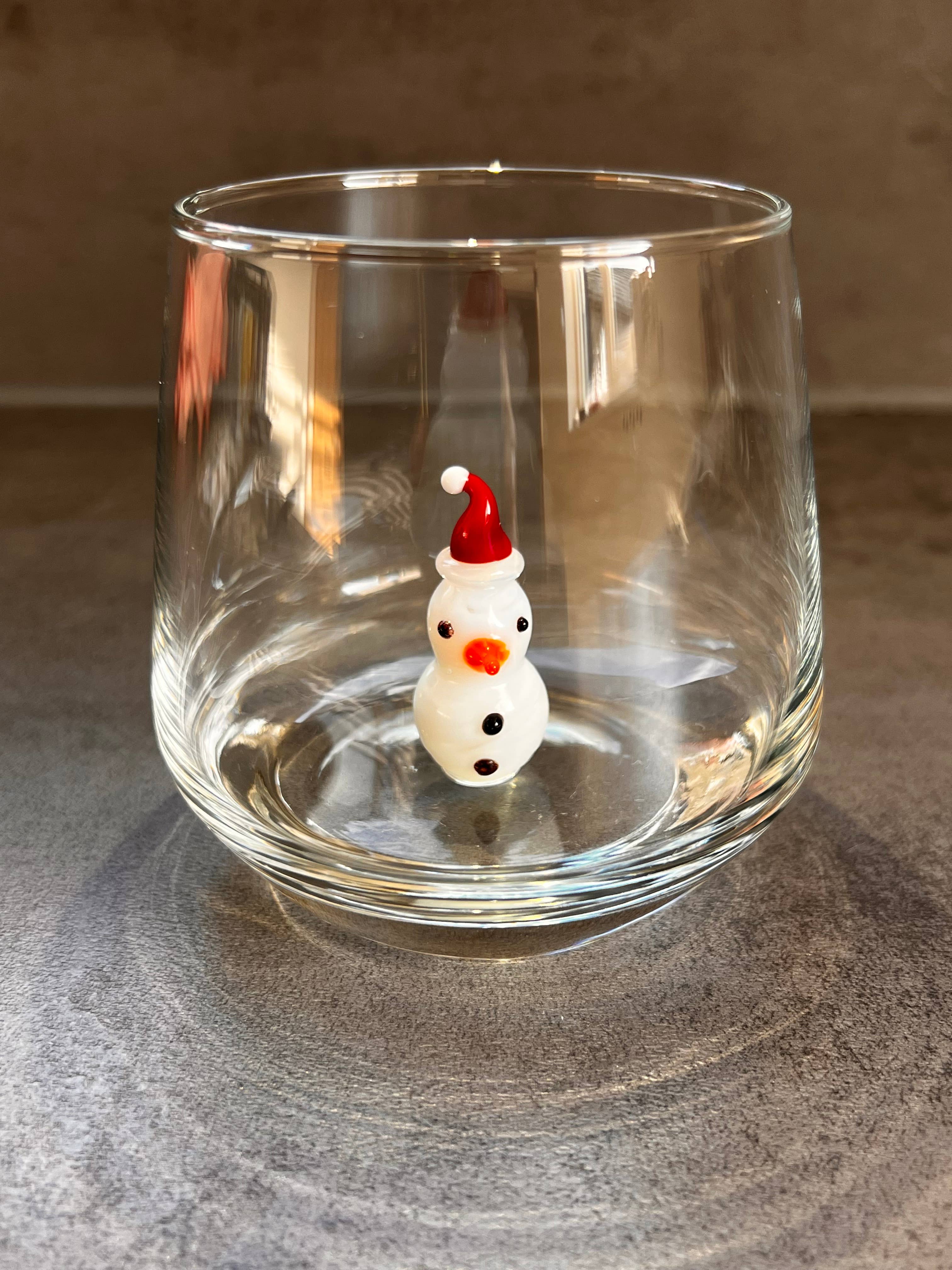 Piece of Trend – wholesale Drinking glass/cup – Piece of Glass - Drinking Glass - Murano Glass - Snowman -Christmas2
