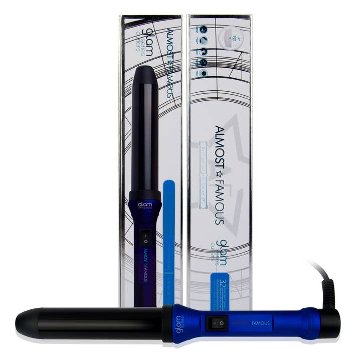 Hollywood Blues 1.25" (32mm) Clipless Curling Wand with Gem Infused Barrel for wholesale on Faire