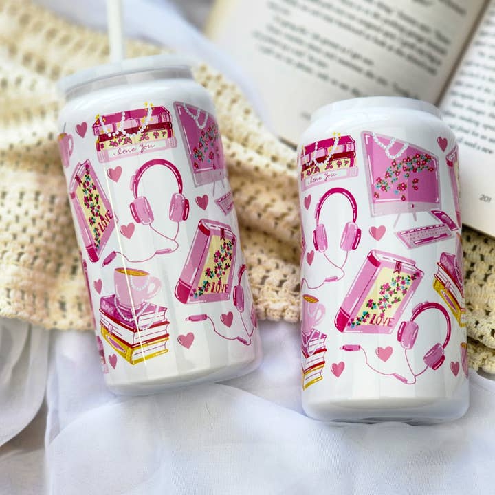 Pink Bookish Love - Bookish 16 Ounce Stainless Steel Can Cup for wholesale by Be Kind Booktique