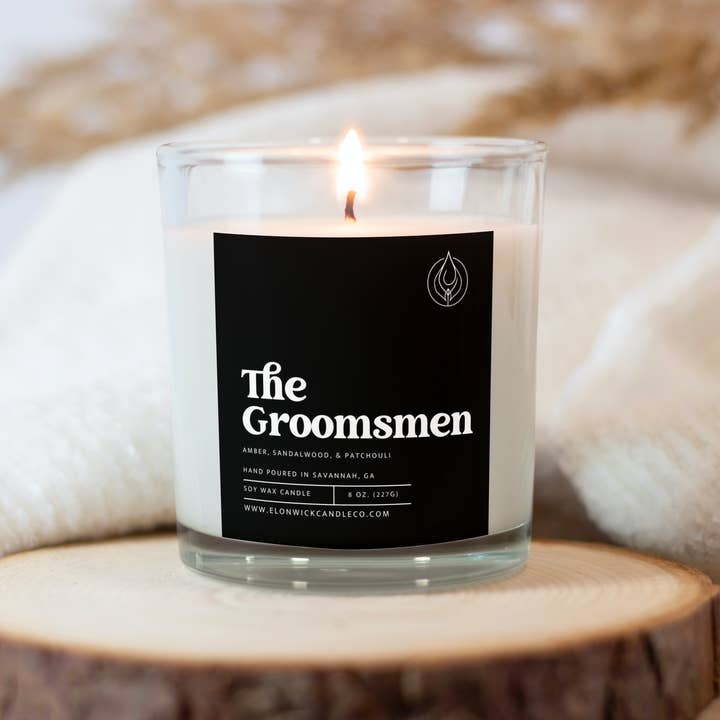 The Groomsmen Candle for wholesale by ElonWick Candle Co.