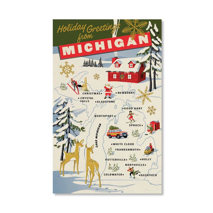 Holiday Greetings from Michigan Cards for wholesale by Peninsulas
