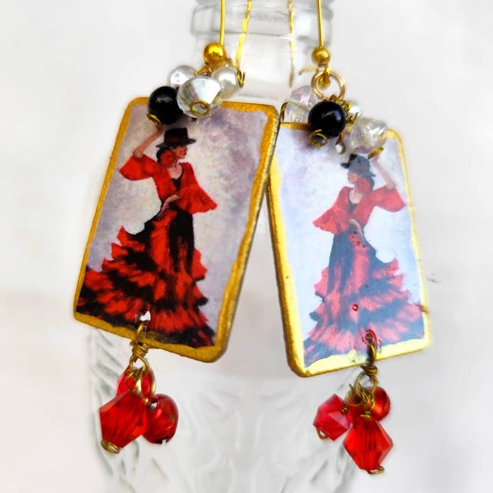 Wild & Free - Wholesale Dangle Earrings - Sevillian flamenco dangle earrings, handmade wooden earrings1