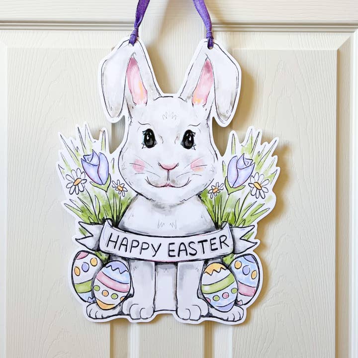 Accroche-porte Happy Easter Bunny - Jolie décoration d'extérieur printanière pour la vente par Home Malone