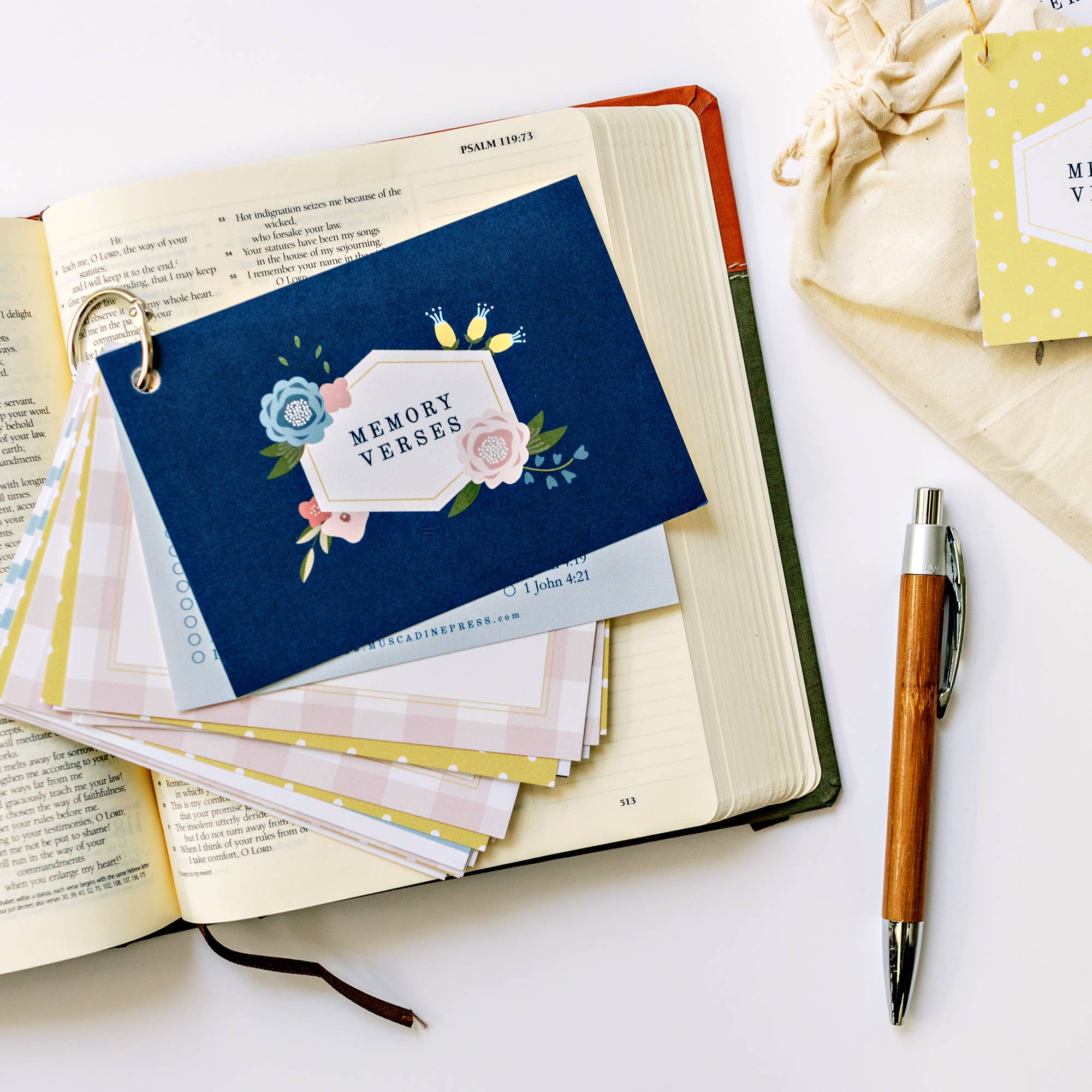 Muscadine Press - Wholesale Stationery/Notecard Set - Memory Verse Ring, Midnight Floral1