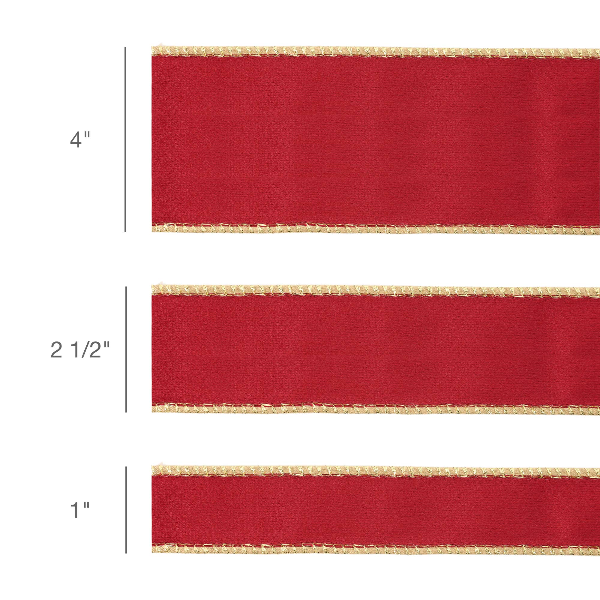 LA Ribbons Wholesale - Wholesale Linten - 2 1/2" Omkeerbaar Klassiek Fluwelen Lint met Draad | Bordeaux/Goud | Rol van 10 Yards3