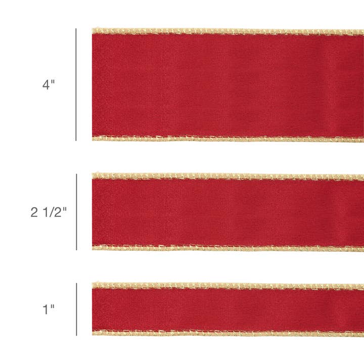 LA Ribbons Wholesale - Wholesale Linten - 2 1/2" Omkeerbaar Klassiek Fluwelen Lint met Draad | Bordeaux/Goud | Rol van 10 Yards3