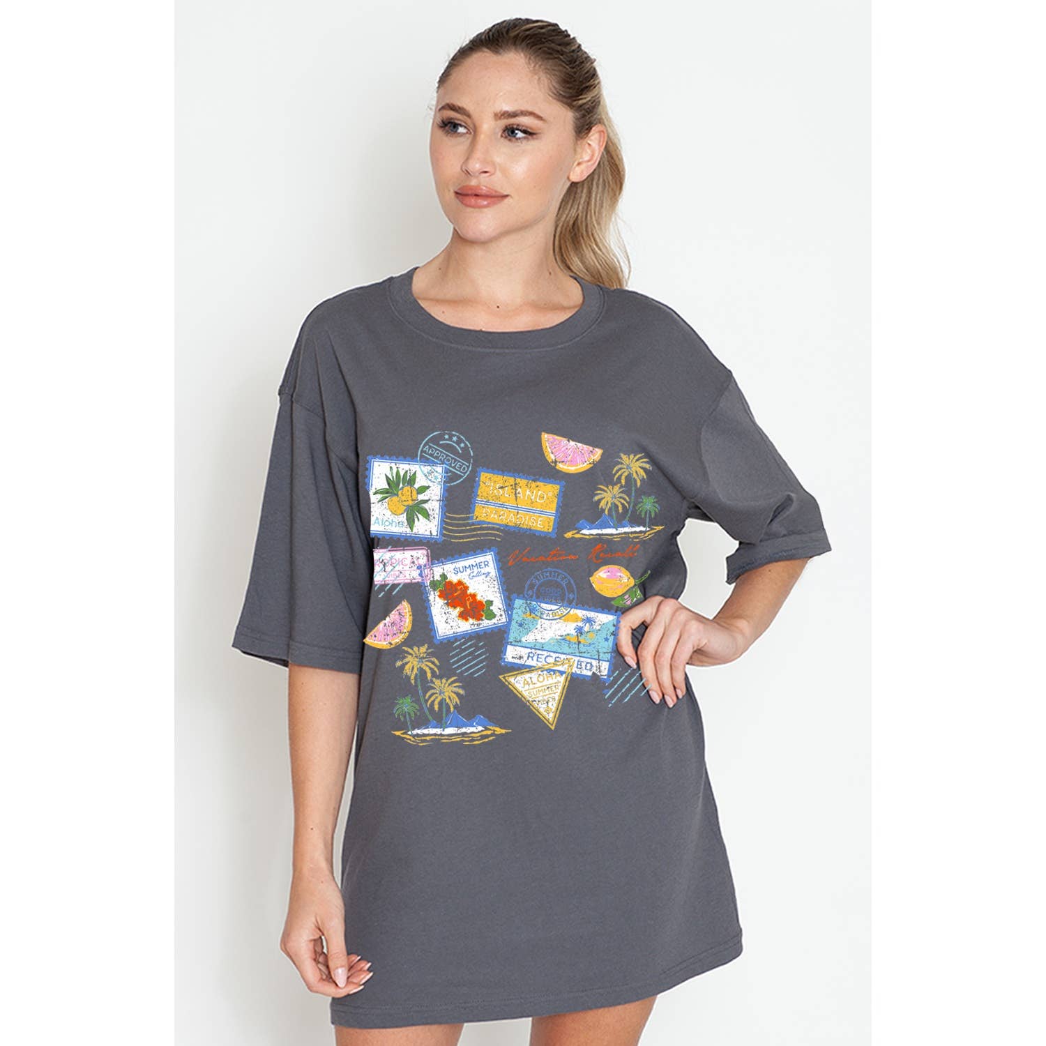 MINEB - Wholesale T-Shirt (Graphic) - Women's - ISLAND PARADISE POSTCARD TEE3