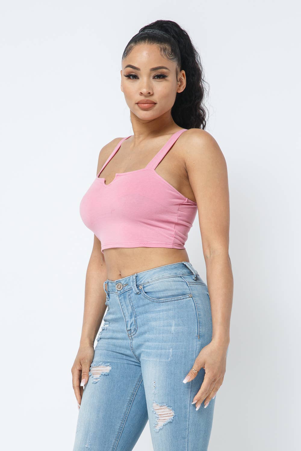 Julia by LoveJ - Wholesale Knit Top - Women's - V Cut Detail Sleeveless Crop Top1