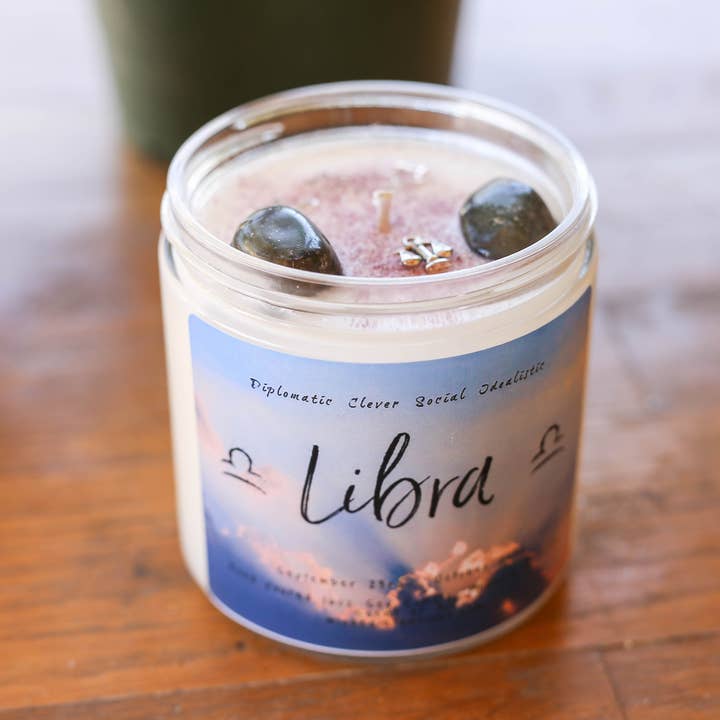Libra 16oz Zodiac Candle for wholesale by Wicked Intentions Gifts LLC