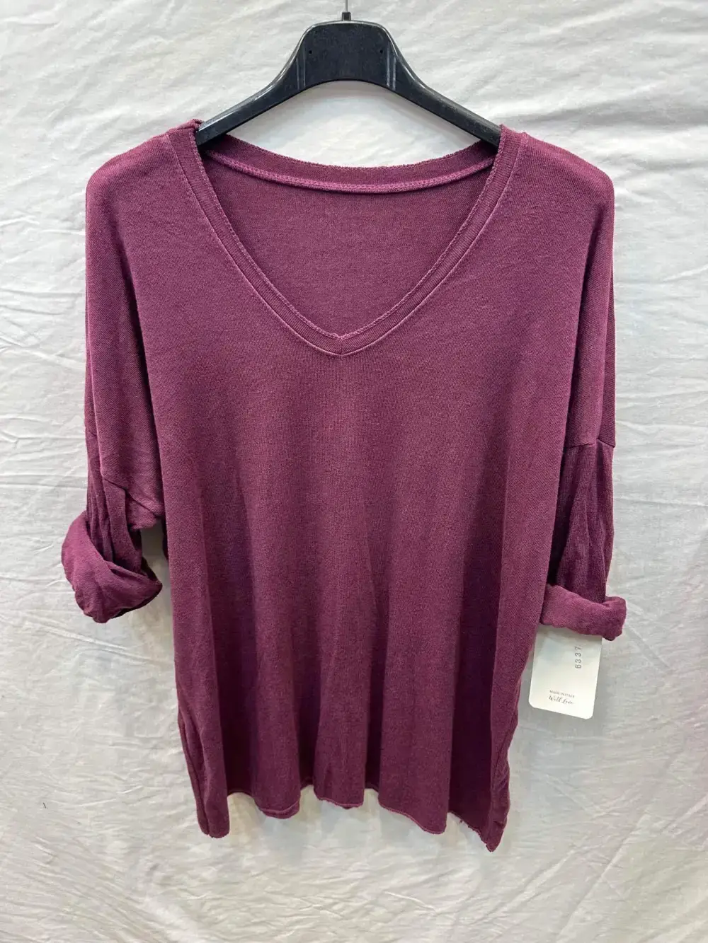 Mimi & Gogo – wholesale Pullovertröja - Dam – Grundläggande V-ringad topp @6337_PulVVFente3