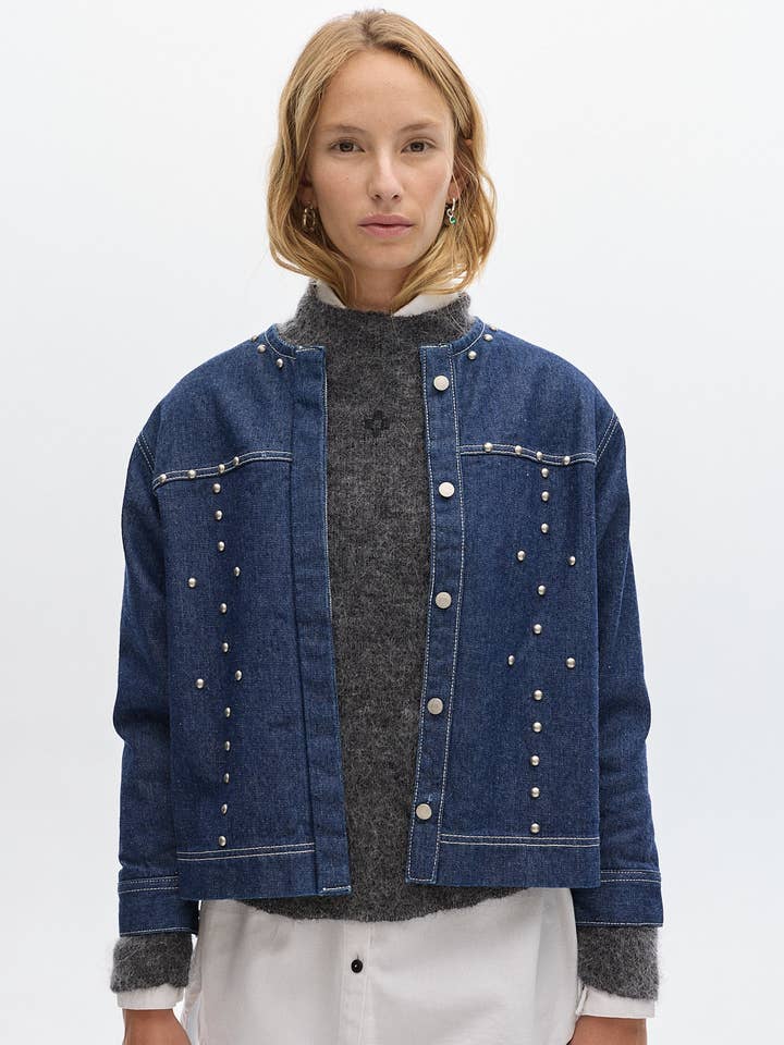 Veste en denim brut Canyon _ Bleu pour la vente par Pastiche