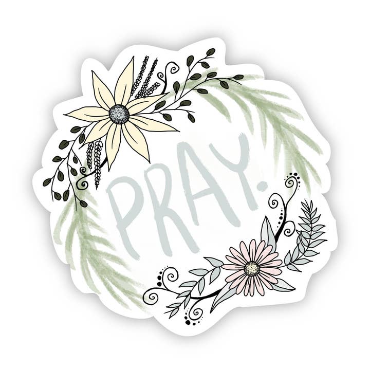 Pray Floral Sticker for wholesale by Big Moods
