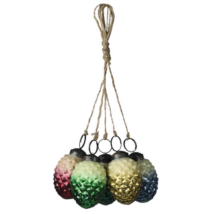 Kegelvormige ornamenten, glas - set van 5 voor wholesale door HomArt