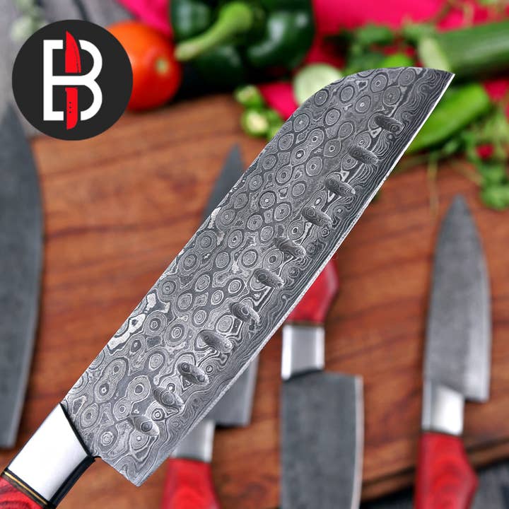 Bravohandicrafts – wholesale Knivset – Specialtillverkat handgjort kockknivset i damaskusstål med väska3