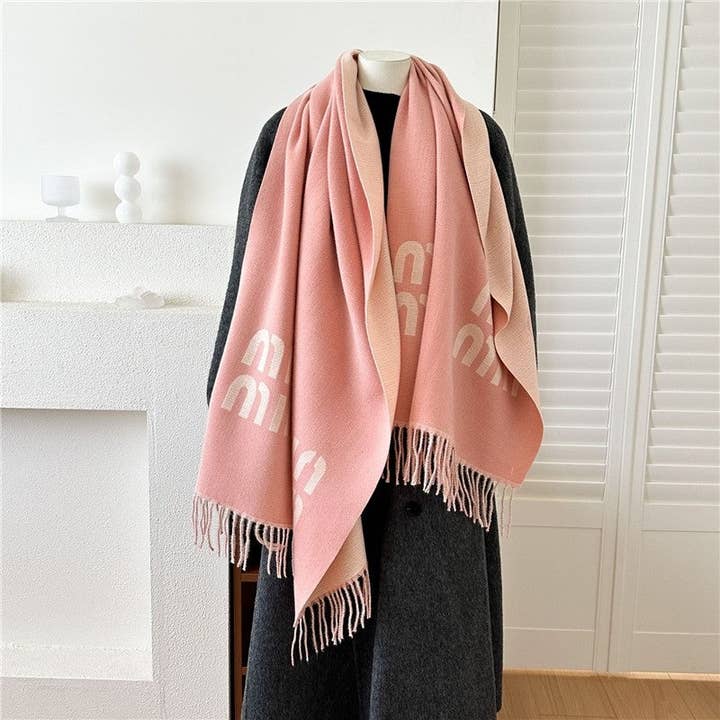 Ekartini - Wholesale Scarf - Women's - Jacquard Fringe Cashmere-Like Scarf1