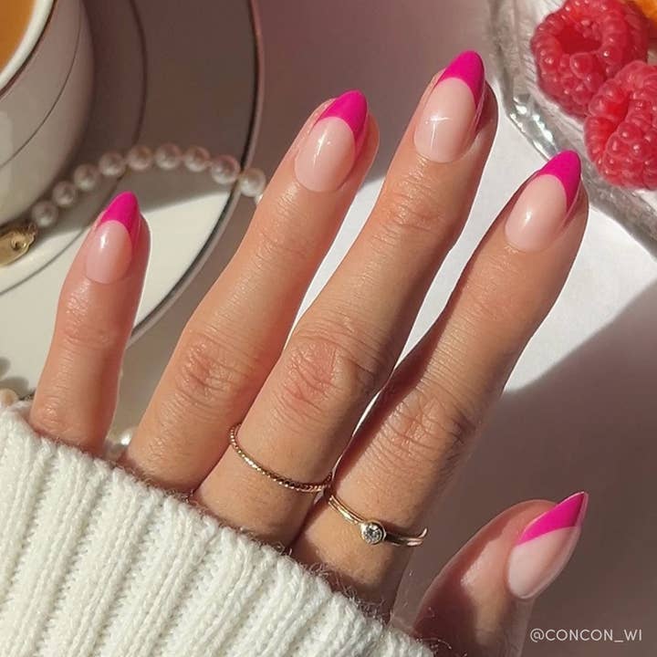 Glamnetic - Wholesale Press-On/Fake Nails - Raspberry Sorbet Press-On Nails | French Tip | Short Almond