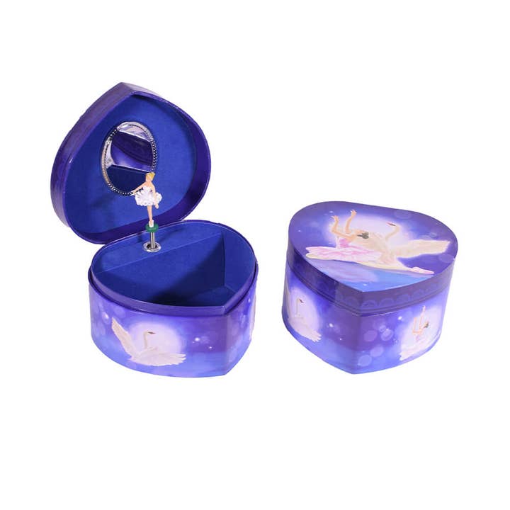 Blå hjärtformad ballerina musikalisk smyckeskrin för wholesale av giftland