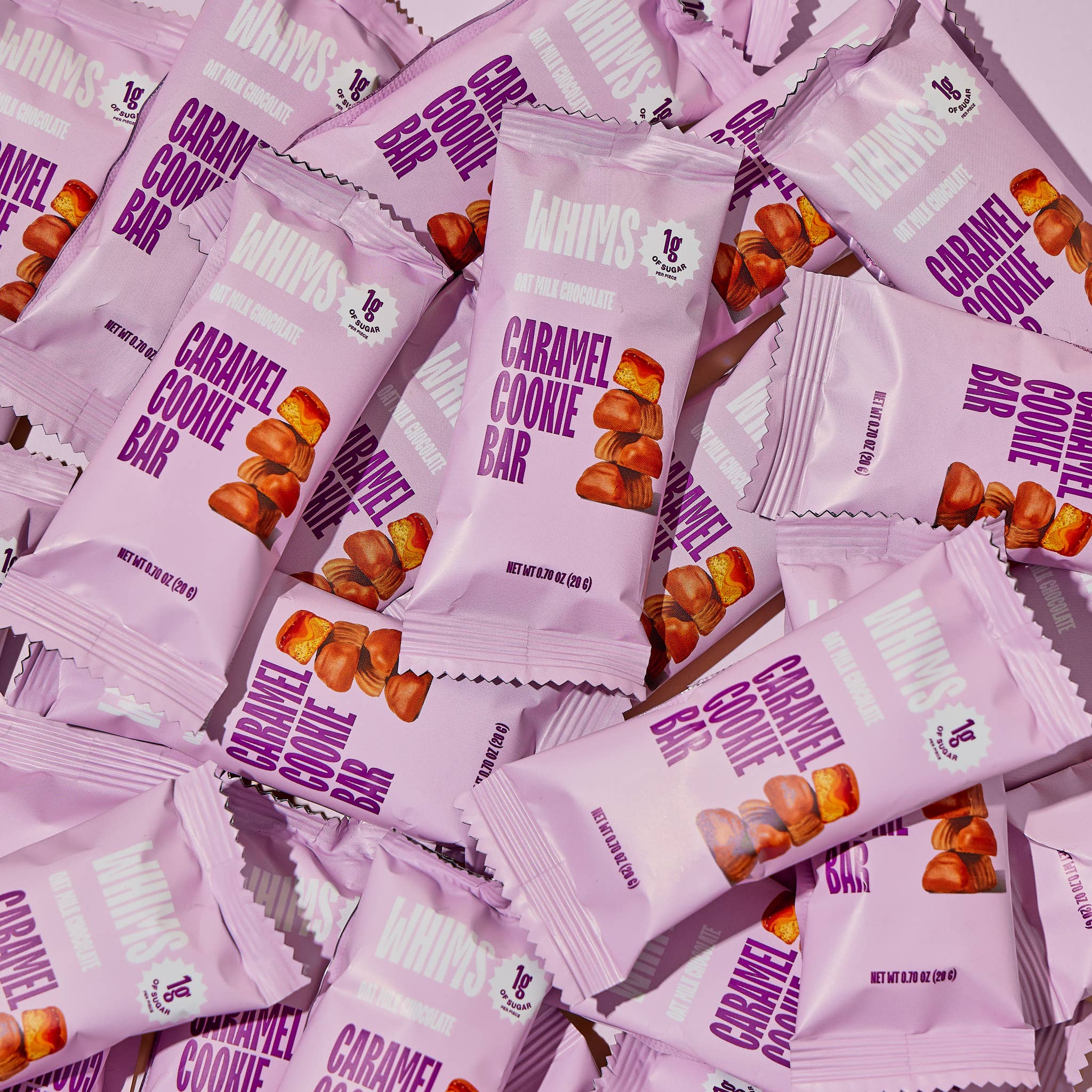 Whims Delights Inc. - Wholesale Chocolate Covered Sweets - Oat Milk Chocolate Caramel Cookie Bars - Grab & Go Box2