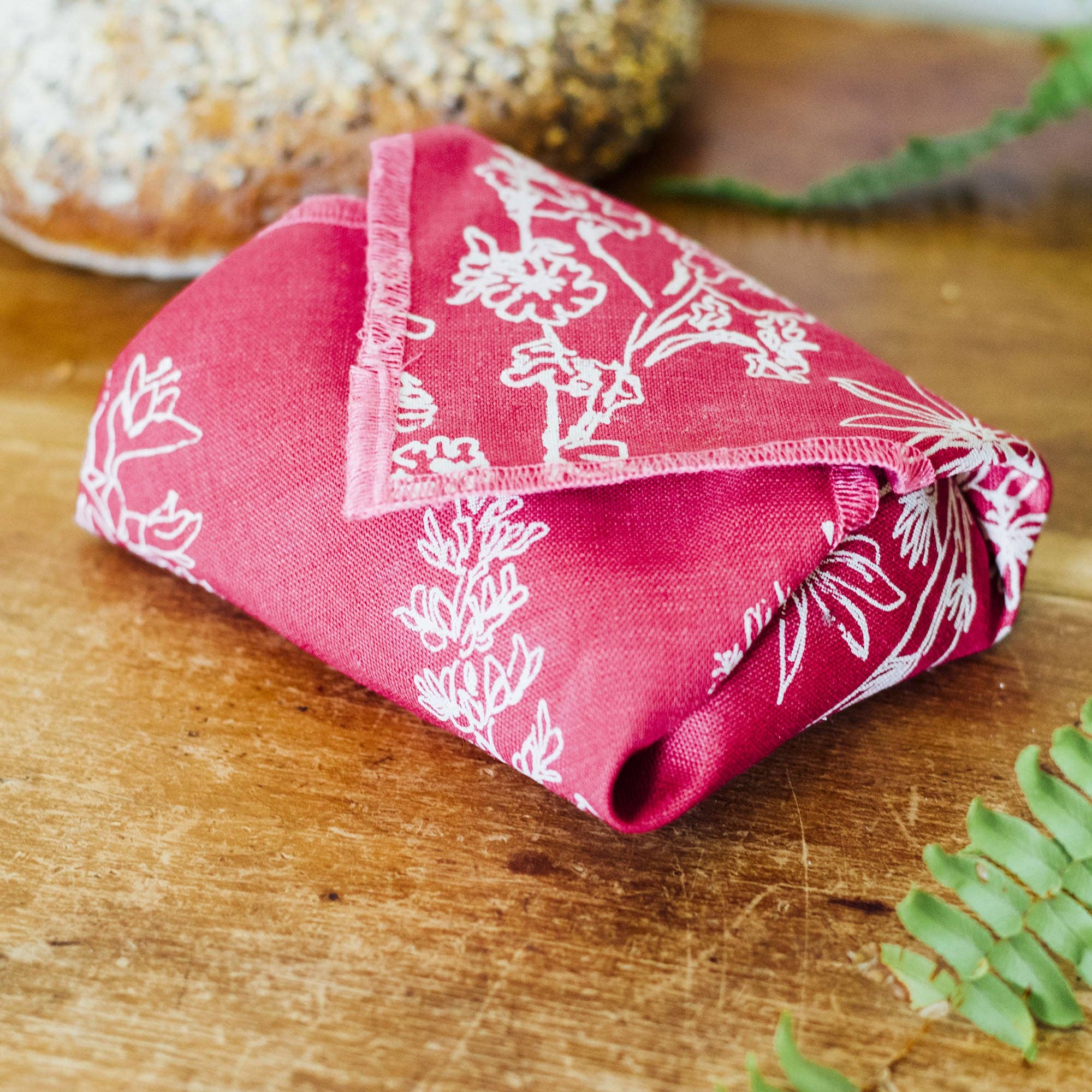 Helen Round - hand printed linen and bamboo wellness - Wholesale Food Storage Wrap/Bag - Reusable Linen Sandwich Wrap, Waterproof Food Wrap, Garden2