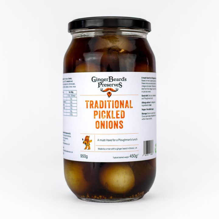 Traditional Pickled Onions for wholesale by GingerBeard's Preserves