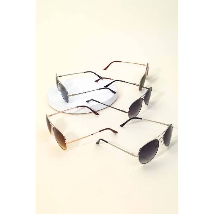 MULTI Metal Flat Top Aviator Sunglasses for wholesale on Faire