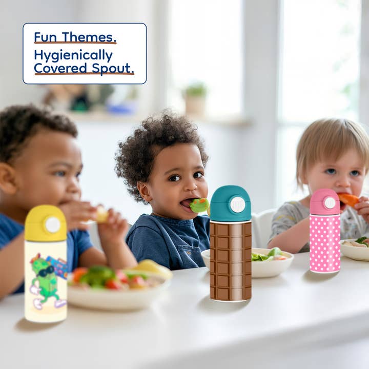 3dRose - Wholesale Water Bottle - 3dRose, Fun Milk Chocolate Bar Squares Design for chocoholics and chocolate lovers, Kids Water Bottle4