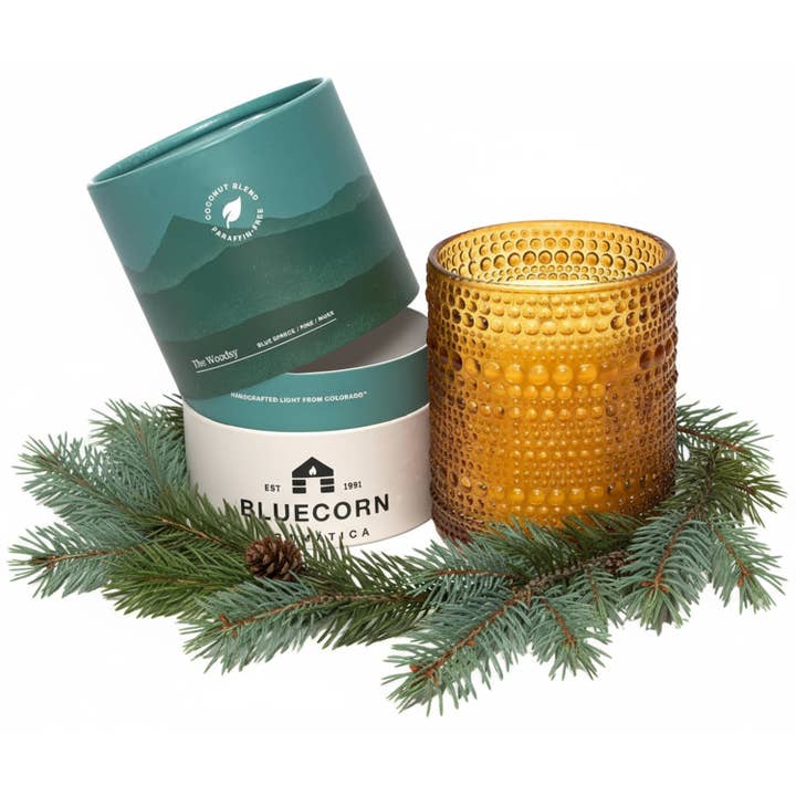 Woodsy Pine Scented Candle – Vegan Coconut Wax & Clean Fragrance for wholesale by Bluecorn Candles