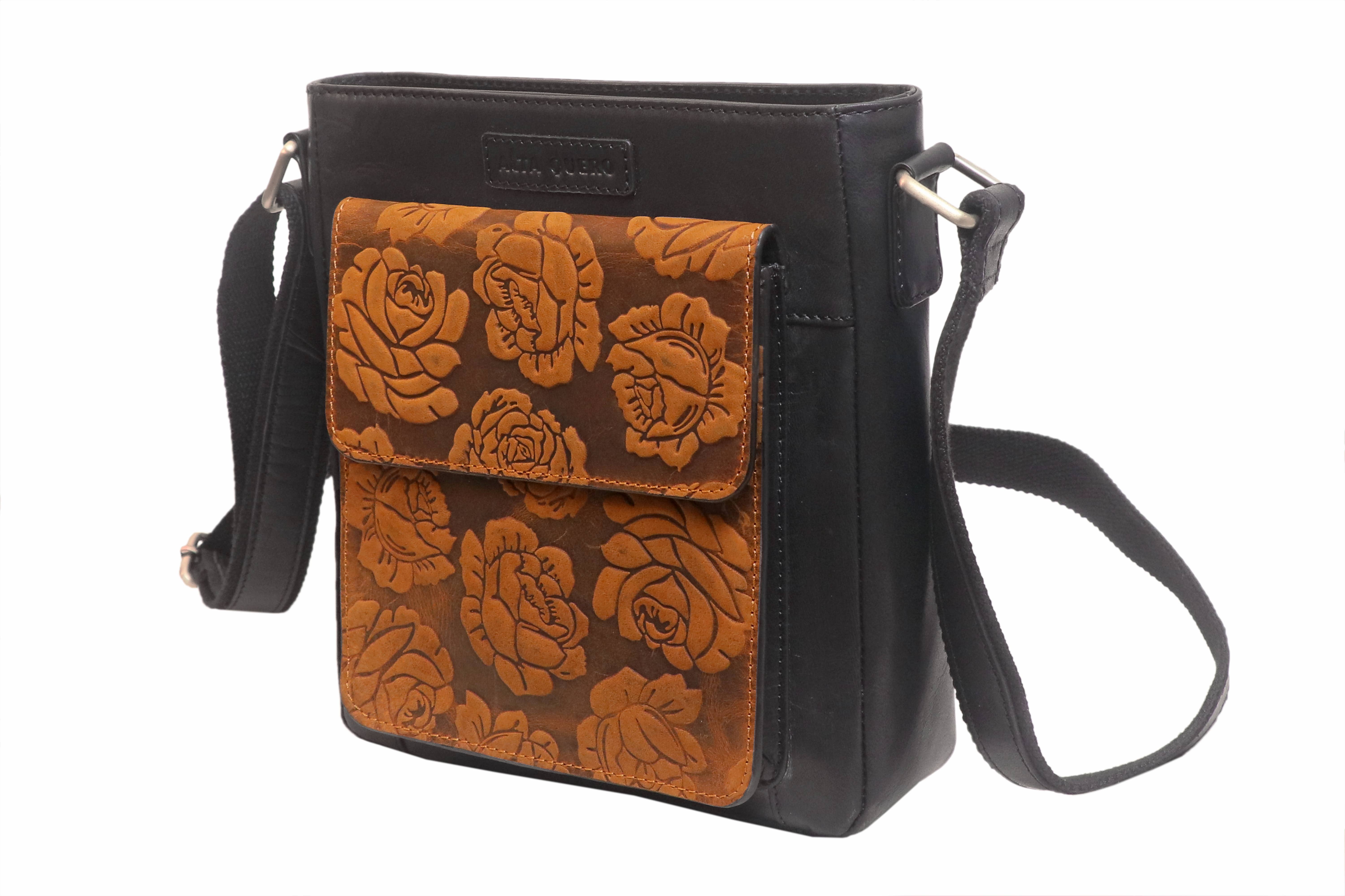Alta Quero - Wholesale Crossbody Bag - Women's - Embossed Genuine Leather Crossbody Bags (2-Pack)–Floral+Leaf7