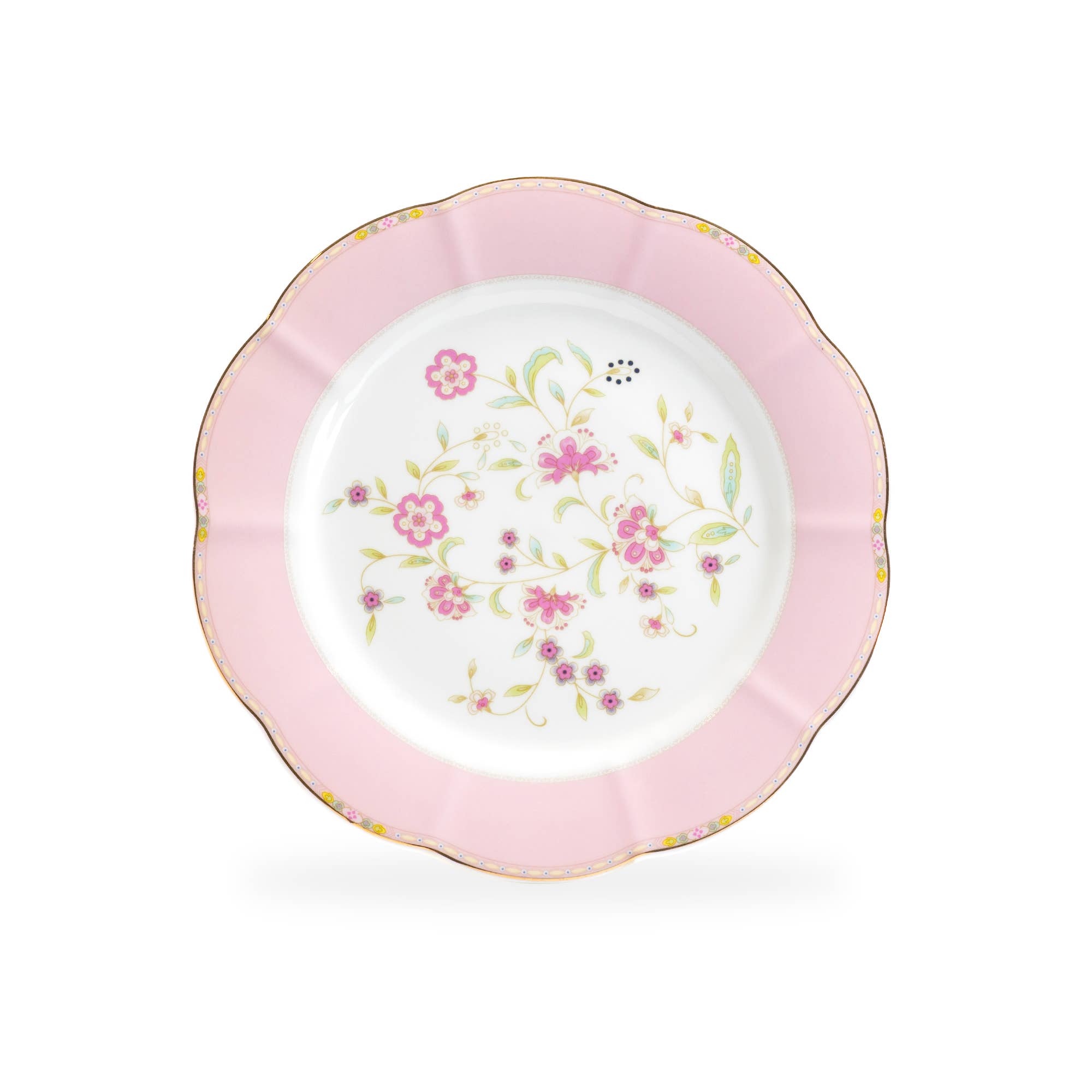 Grace Teaware - Wholesale Salad Plate - Pink Corn Flowers with Pink Rim Fine Porcelain Dessert Plate1