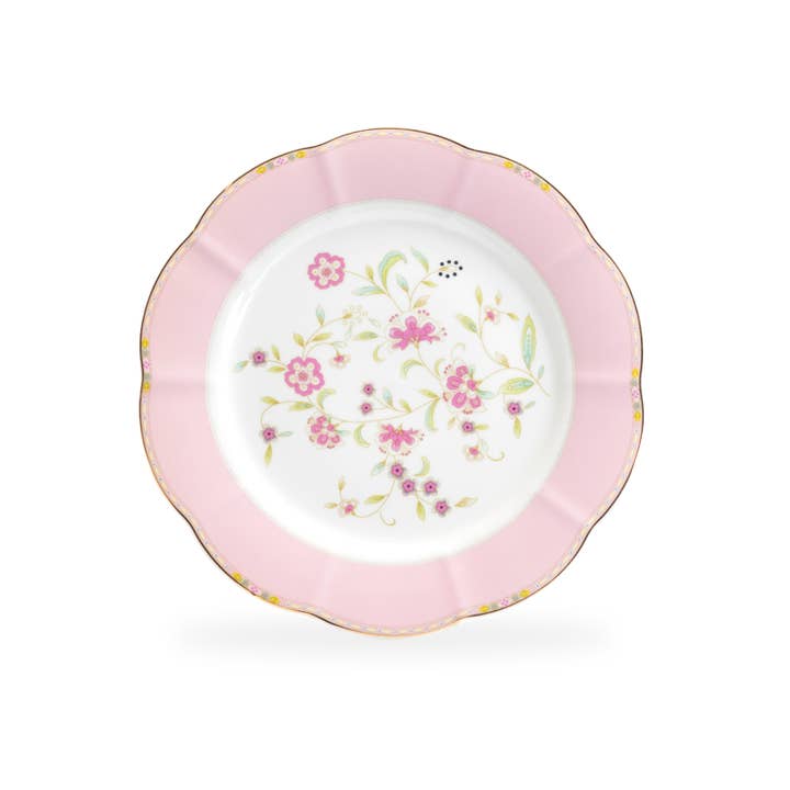 Grace Teaware - Wholesale Salad Plate - Pink Corn Flowers with Pink Rim Fine Porcelain Dessert Plate1